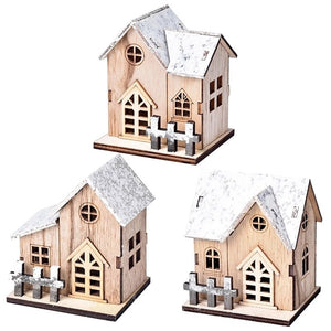 Christmas LED Light Wooden House Luminous Cabin Merry Christmas Decoration for Home Kids DIY Xmas Lighted Pendant Gift New Year acacuss