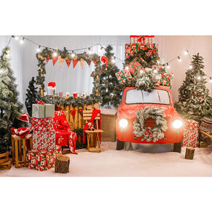 Christmas Photography Backdrop Photocall Window Tree Gift Baby Portrait Party Decor Background Photographic Photo Studio acacuss