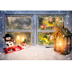Christmas Photography Backdrop Photocall Window Tree Gift Party Decor Background Portrait Photographic Kids Photo Studio acacuss