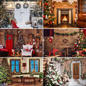 Christmas Photography Backdrop Photocall Window Tree Gift Party Decor Background Portrait Photographic Kids Photo Studio acacuss