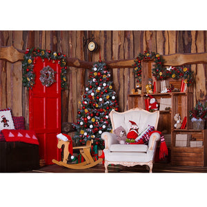 Christmas Photography Backdrop Photocall Window Tree Gift Party Decor Background Portrait Photographic Kids Photo Studio acacuss