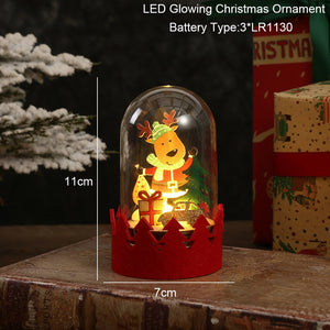 Christmas Snowman Santa Hot Air Balloon Microlandscape Ornament with LED Light Christmas Decor for Home New Year 2024 Navidad acacuss