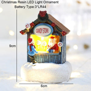 Christmas Snowman Santa Hot Air Balloon Microlandscape Ornament with LED Light Christmas Decor for Home New Year 2024 Navidad acacuss