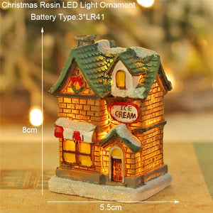 Christmas Snowman Santa Hot Air Balloon Microlandscape Ornament with LED Light Christmas Decor for Home New Year 2024 Navidad acacuss
