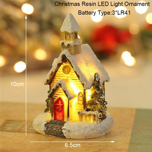 Christmas Snowman Santa Hot Air Balloon Microlandscape Ornament with LED Light Christmas Decor for Home New Year 2024 Navidad acacuss