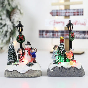 Christmas Snowman Santa Hot Air Balloon Microlandscape Ornament with LED Light Christmas Decor for Home New Year 2024 Navidad acacuss