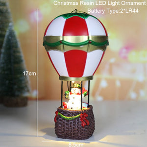 Christmas Snowman Santa Hot Air Balloon Microlandscape Ornament with LED Light Christmas Decor for Home New Year 2024 Navidad acacuss