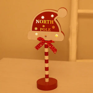 Christmas Table Pendant Wooden Stop Sign LED Light Ornaments Christmas Decoration 2023 Noel Navidad Home Decor Gifts acacuss