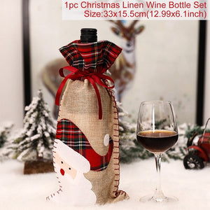 Christmas Wine Bottle Cover Merry Christmas Decorations For Home Christmas Ornament Xmas Table Decor New Year 2024 Navidad Gift acacuss