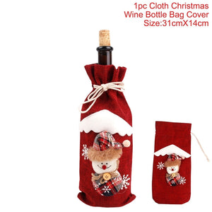 Christmas Wine Bottle Cover Merry Christmas Decorations For Home Christmas Ornament Xmas Table Decor New Year 2024 Navidad Gift acacuss
