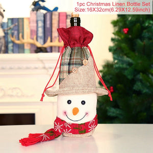 Christmas Wine Bottle Cover Merry Christmas Decorations For Home Christmas Ornament Xmas Table Decor New Year 2024 Navidad Gift acacuss