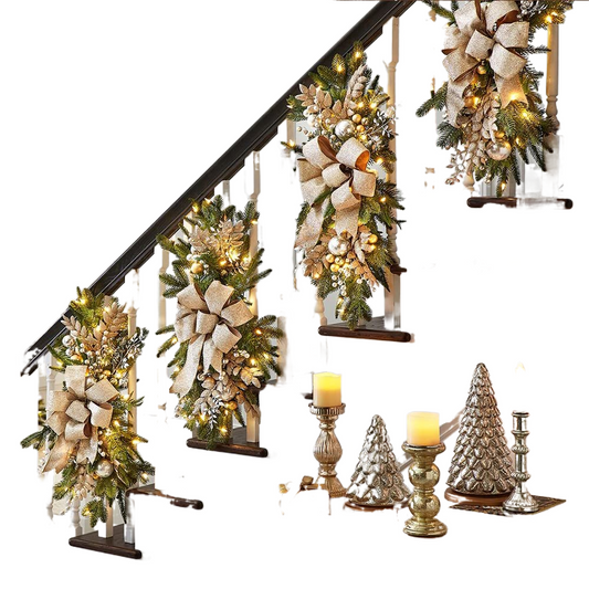 Christmas Wreath Christmas Front Door Window Stairs Wreaths 16 inches Stairway Swag Trim Christmas Holiday Decoration acacuss