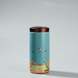 Classic Ceramic Tea Caddy Travel Portable Round Shape Tea Can Spice Tea Boxes Candy Storage Tank Coffee Cani Moisture-proof Jar acacuss