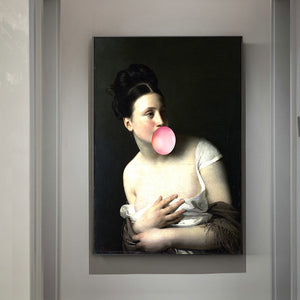 Classical European Oil Woman Canvas Fun Lips Pen Paintings Wall Abstract Landscape Wall Art Prints Posters Pictures Home Decor acacuss