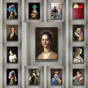 Classical European Oil Woman Canvas Fun Lips Pen Paintings Wall Abstract Landscape Wall Art Prints Posters Pictures Home Decor acacuss