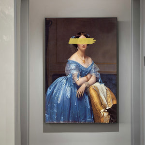 Classical European Oil Woman Canvas Fun Lips Pen Paintings Wall Abstract Landscape Wall Art Prints Posters Pictures Home Decor acacuss