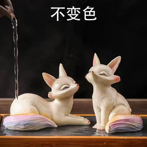 Color-changing Tea Pet Ornaments Love The Little Fox Watering Color-changing Tea Pets Office Home Tea Table Tea Pet Ornaments acacuss