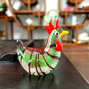 Colorful Crystal Glass Rooster Turkey Animal Figurines Cock Chicken Miniature Hand Blown Modern Miniatures Home Decor Xmas Gift acacuss