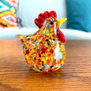 Colorful Crystal Glass Rooster Turkey Animal Figurines Cock Chicken Miniature Hand Blown Modern Miniatures Home Decor Xmas Gift acacuss