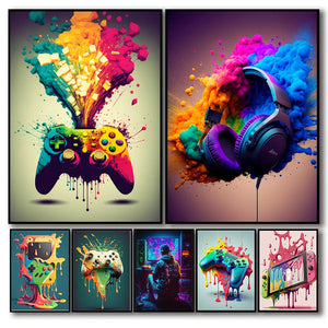 Colorful Game Controller Wall Art Poster Prints Nordic Aesthetic Picture Canvas Painting Gaming Boy Room Home Decoration acacuss