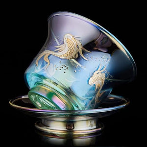 Colorful Glass Gaiwan Tea Cup Heat-resistant Thickened Tea Bowl Teacup Fair Cup Tea Leak Set Kung Fu Tea Set Tureen Coffee Mug acacuss