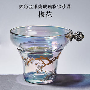 Colorful Glass Gaiwan Tea Cup Heat-resistant Thickened Tea Bowl Teacup Fair Cup Tea Leak Set Kung Fu Tea Set Tureen Coffee Mug acacuss