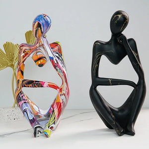 Colorful Graffiti Abstract Resin Handmade Crafts Sculpture Thinker Figurine Statue Home Decor Interior Office Desktop Ornaments acacuss