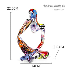 Colorful Graffiti Abstract Resin Handmade Crafts Sculpture Thinker Figurine Statue Home Decor Interior Office Desktop Ornaments acacuss