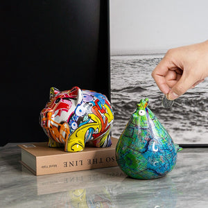 Colorful New Creative Animal Money Tank Decorative Crafts Abstract Art Home Modern Simple Resin Ornaments Desk Decoration acacuss
