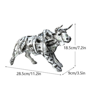 Colorful Water Transfer Printing Cow Statue Desktop Resin Ornament Graffiti Art Home Decoration Office Ornament Friends Gift acacuss