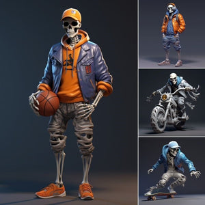 Cool Skeleton Figures Skull Resin Crafts Skateboarding Skull Skeleton On A Motorbike Halloween Decorations Desk Decoration Gifts acacuss