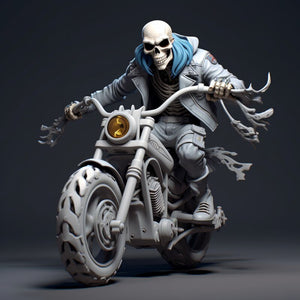 Cool Skeleton Figures Skull Resin Crafts Skateboarding Skull Skeleton On A Motorbike Halloween Decorations Desk Decoration Gifts acacuss