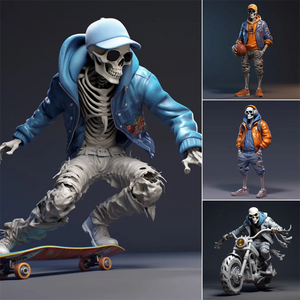 Cool Skeleton Figures Sports Series Skull Resin Crafts Halloween Decoration acacuss