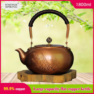 Copper Tea Kettle Large Pumpkin Pot Large-Capacity Pure Copper Boiling Kettle Tea Infuser Handmade Teapot Healthy Tea Set 1.8L acacuss