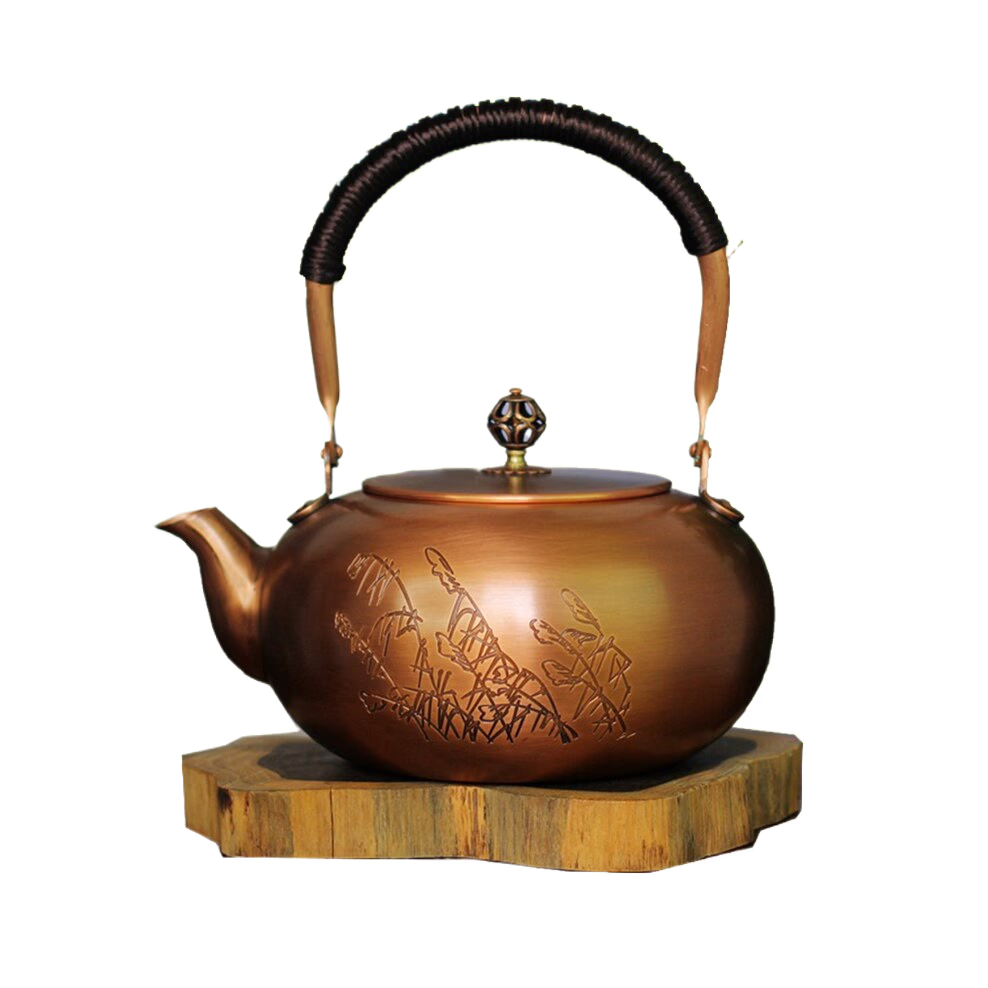 煎茶 銅製 湯沸 茶托 まとめて(A960) Copper Tea Kettle Large Pumpkin Pot Large-Capacity Pure Copper