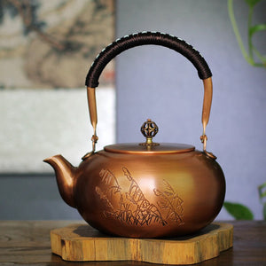 Copper Tea Kettle Large Pumpkin Pot Large-Capacity Pure Copper Boiling Kettle Tea Infuser Handmade Teapot Healthy Tea Set 1.8L acacuss