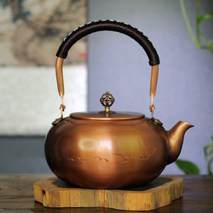 Copper Tea Kettle Large Pumpkin Pot Large-Capacity Pure Copper Boiling Kettle Tea Infuser Handmade Teapot Healthy Tea Set 1.8L acacuss