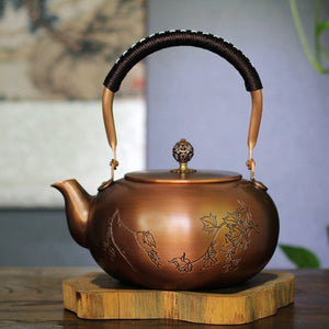 Copper Tea Kettle Large Pumpkin Pot Large-Capacity Pure Copper Boiling Kettle Tea Infuser Handmade Teapot Healthy Tea Set 1.8L acacuss