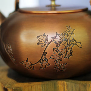 Copper Tea Kettle Large Pumpkin Pot Large-Capacity Pure Copper Boiling Kettle Tea Infuser Handmade Teapot Healthy Tea Set 1.8L acacuss