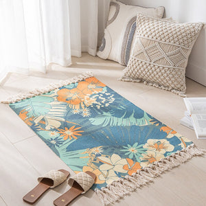 Cotton Linen Woven Vintage Tassels Rug Boho Room Decors Aesthetic Bedrooom Bedside Carpets Living Room Simple Homestay Floor Mat acacuss