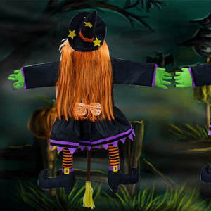Crashing Witch into Tree Halloween Decoration,Crashed Witch Props Hanging Halloween Witch Decorations for Door Porch Pole Garde acacuss