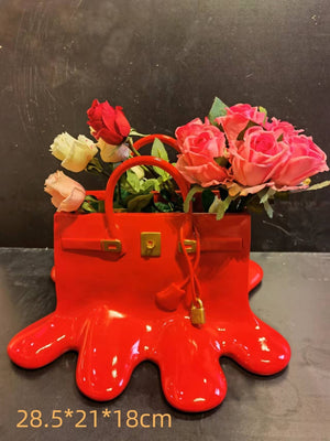 Creatitive Resin Flowers Bag Vase Home Decor Study Office Dining Table Vase Bag for Living Room Decor Bag Vase Luxury Sculpture acacuss