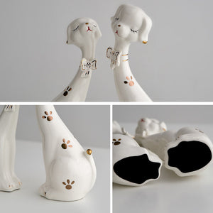 Creative 2pcs Porcelain Dog Figurines Home Decoration Crafts Bedside Table Ornaments Lovely Office Computer Desk Decoration Gift acacuss