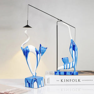 Creative 3 Lovely Cats Sculptures Kitten Statue Muti Color Figurines Animal Home Decor Decorations For Room Shelf Bookcase Gifts acacuss