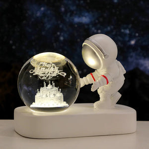 Creative 3D Astronaut Crystal Ball Led Night Light for Children Bedroom Planet Space Solar System Lamp USB Christmas Kid Gift acacuss
