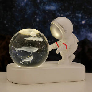 Creative 3D Astronaut Crystal Ball Led Night Light for Children Bedroom Planet Space Solar System Lamp USB Christmas Kid Gift acacuss