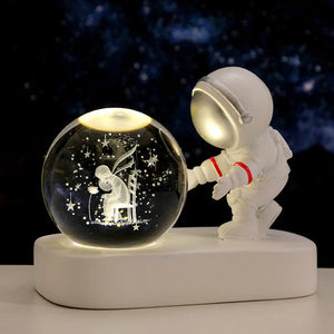 Creative 3D Astronaut Crystal Ball Led Night Light for Children Bedroom Planet Space Solar System Lamp USB Christmas Kid Gift acacuss