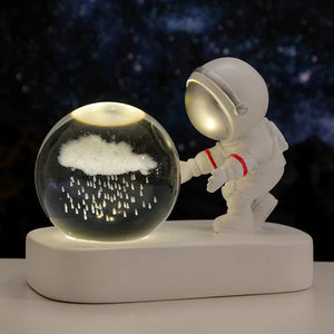 Creative 3D Astronaut Crystal Ball Led Night Light for Children Bedroom Planet Space Solar System Lamp USB Christmas Kid Gift acacuss