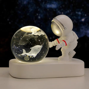 Creative 3D Astronaut Crystal Ball Led Night Light for Children Bedroom Planet Space Solar System Lamp USB Christmas Kid Gift acacuss