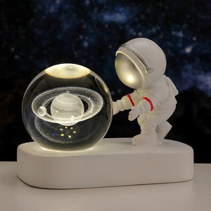 Creative 3D Astronaut Crystal Ball Led Night Light for Children Bedroom Planet Space Solar System Lamp USB Christmas Kid Gift acacuss